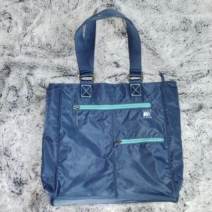 Life is good nylon large blue tote purse